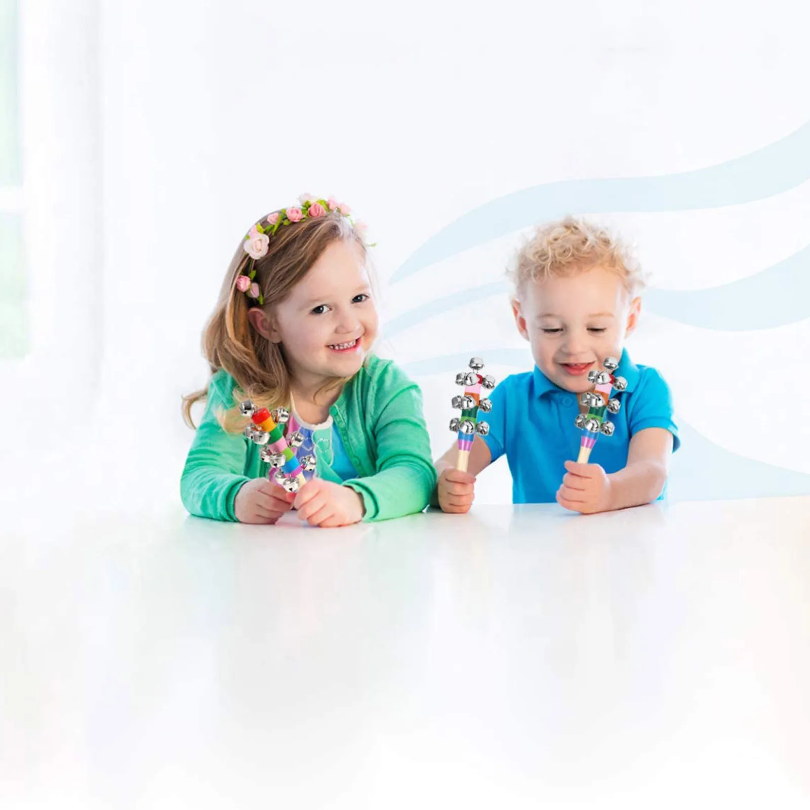 2 kinds Baby Colorful rattles Toys Wooden hand bell decoration Children Kids Musical Funny kindergarten Toys Christmas Gifts 3PC