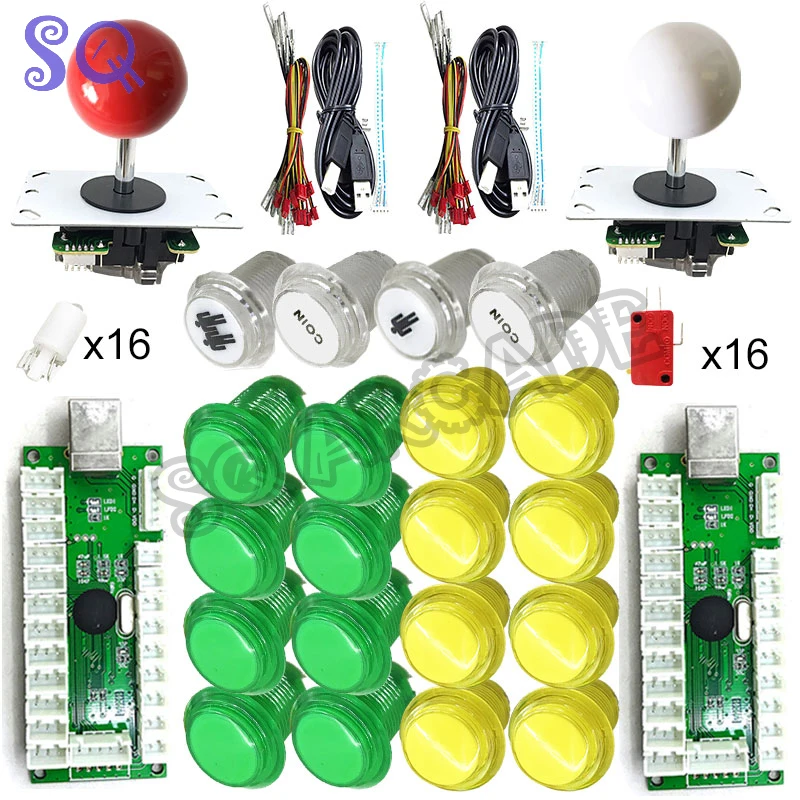 

2 Player Arcade DIY Kit USB Encoder to PC Joystick Games Controller Light Illuminated Push Button For PC Game MAME