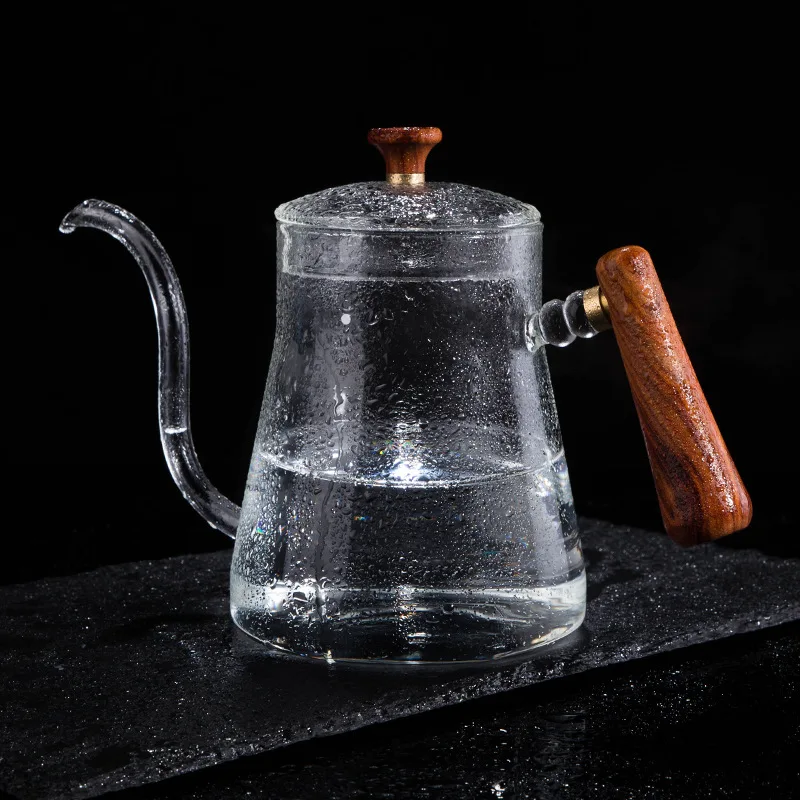 Стеклянный кофейник с тонким носиком гусиная шея ручной работы чайник защитой от