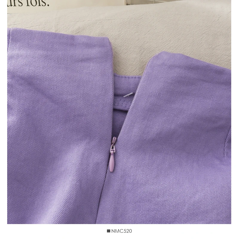 Женские шорты с пуговицами спереди фиолетовые оборками и завышенной талией