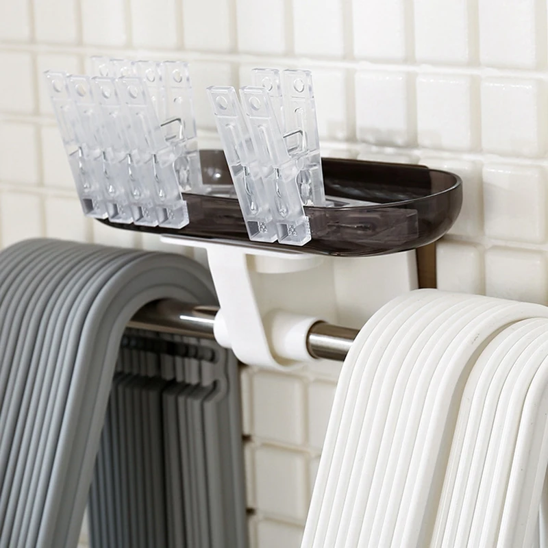 

Wall Mounted Clothes Hangers Storage Stacker Rack Holder Organizer Punch-Free Stainless Steel Hanging Hanger Organizer