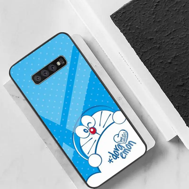 

Doraemon Blue Cat Phone Case For Galaxy Tempered Glass Cases Apply To S10 S9 S8 S7 S6edge Plus TPU Cover