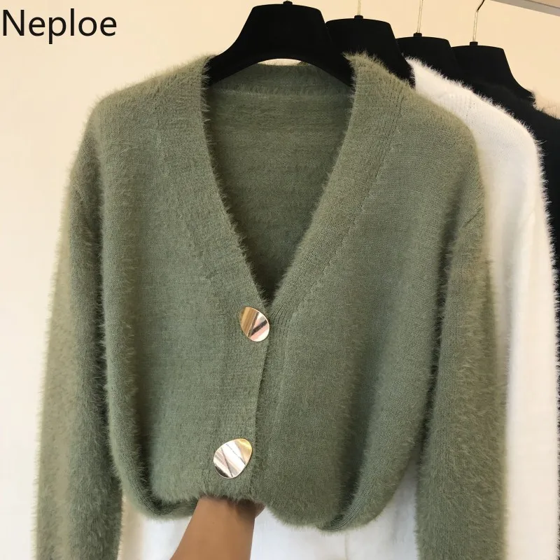 Neploe V шеи трикотажные укороченные кардиганы свитер женский свободный мягкий Crazy