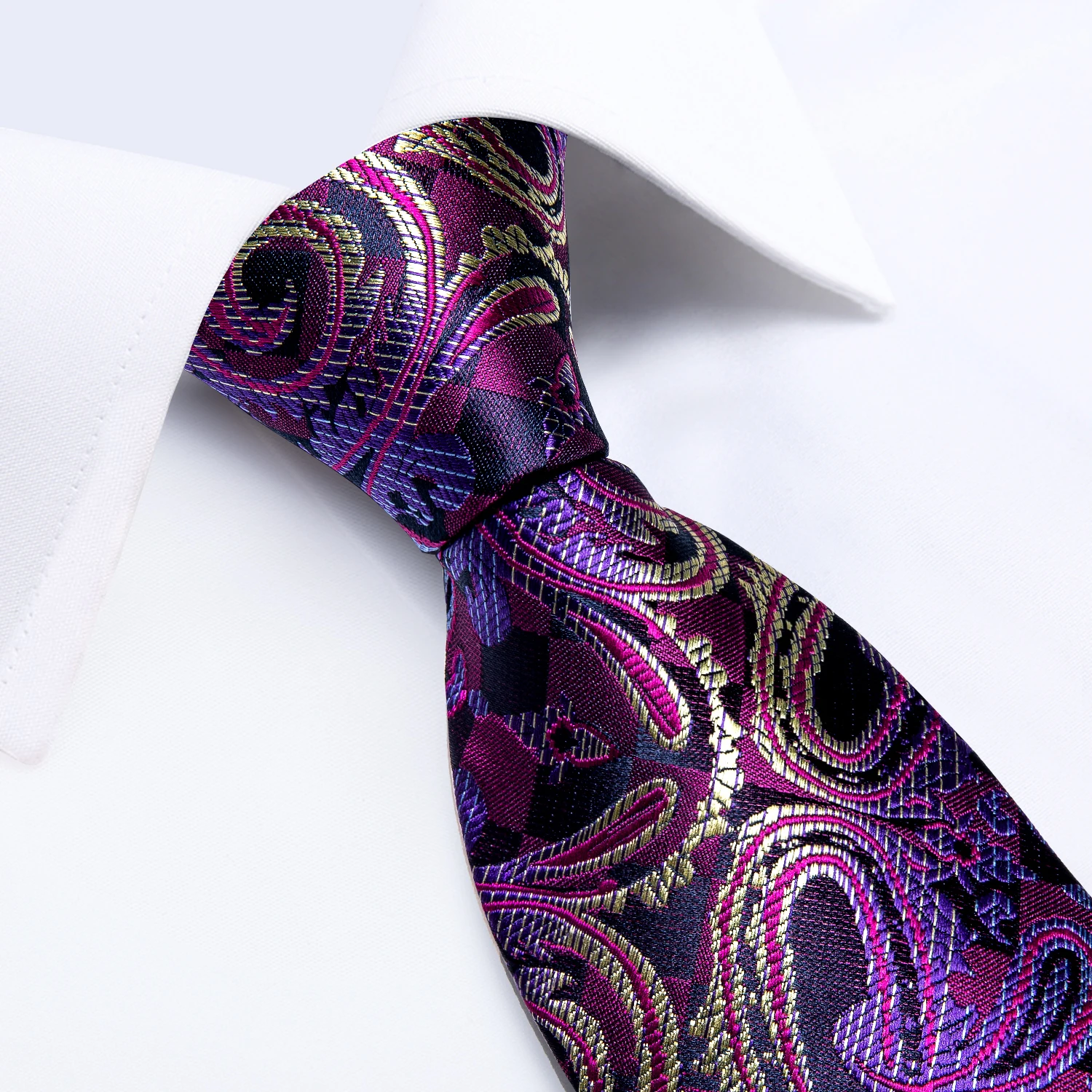 Роскошный фиолетовый Мужской Шелковый галстук 8 см с пейсли для деловых встреч