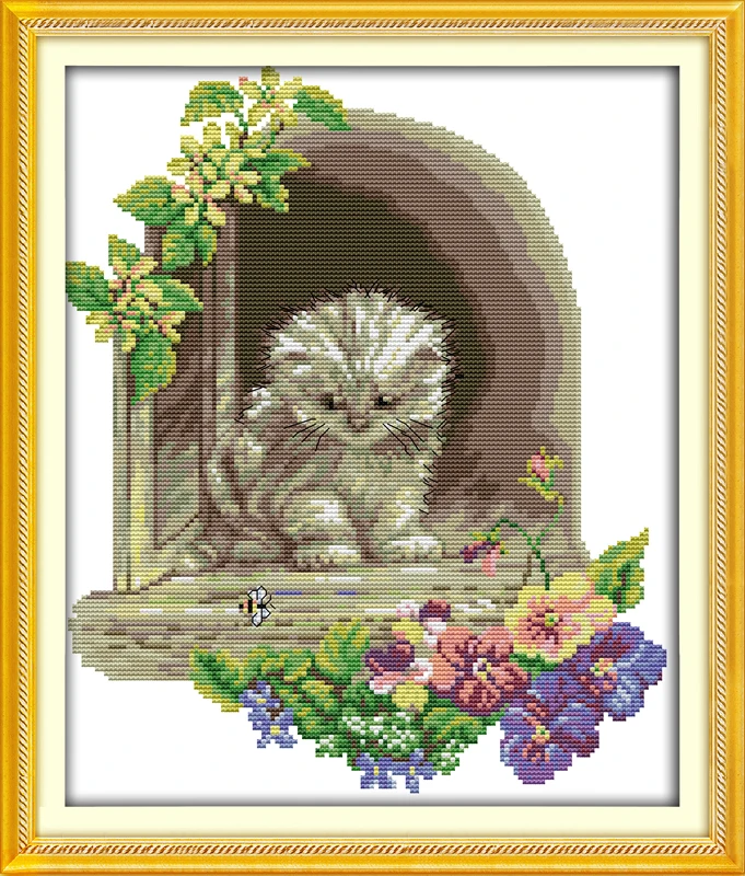 Kitten in the window рассчитан на ткань DMC 14CT 11CT наборы для вышивки крестом вышивкой