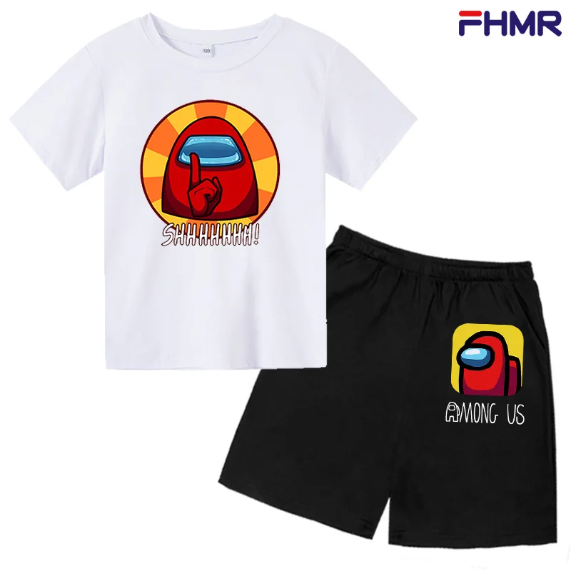 

2021 New Summer Children's Clothing Set Cartoon Printing Round Neck Sports Cotton Boys and Girls T-shirt + Shorts Two Piece Top