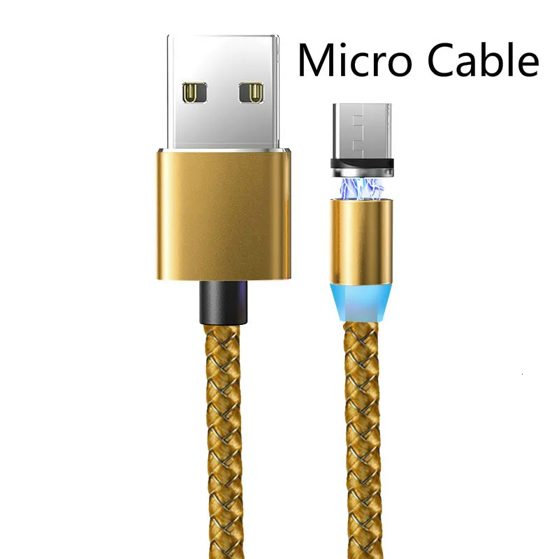 1 м Магнитный Micro USB кабель для быстрой зарядки iPhone samsung кабель для передачи данных Магнитный кабель для зарядки usb type C 3A кабель для мобильного телефона - Цвет: gold for micro