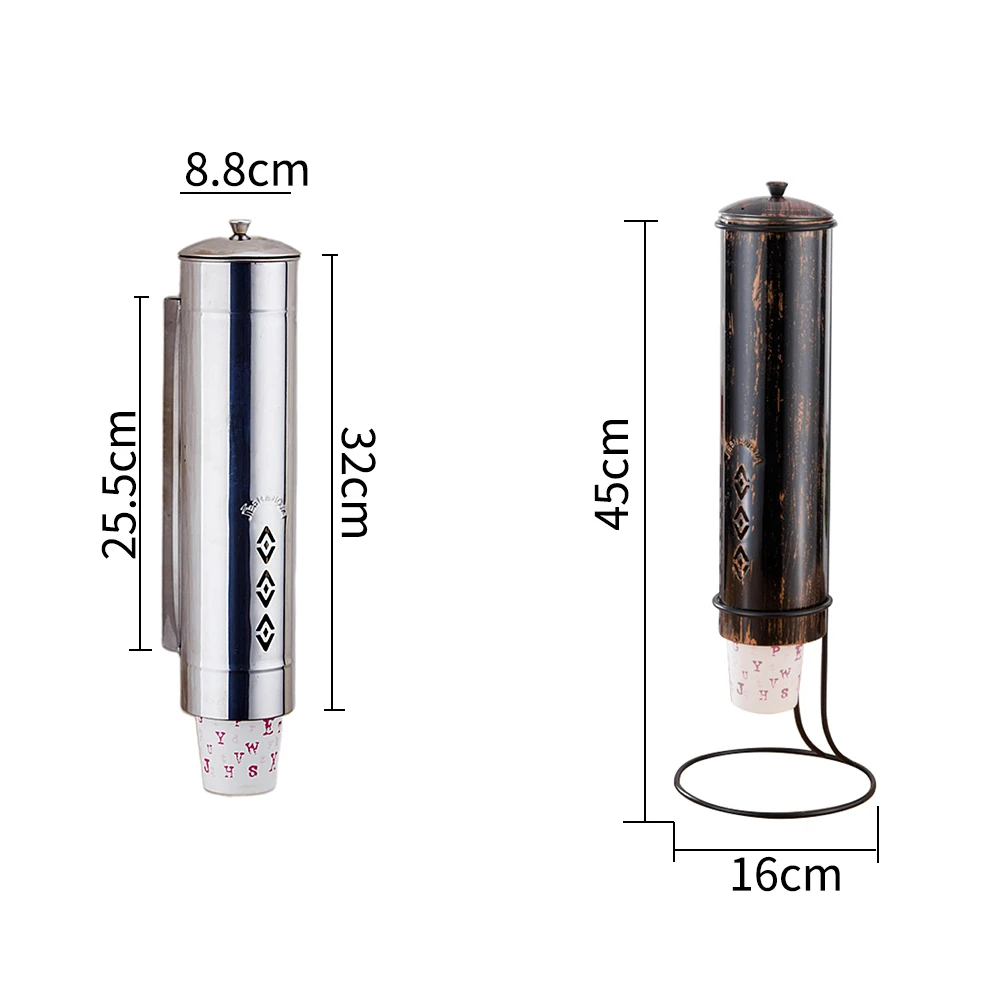 

Automatic Cup Dispenser Holder Storage Stainless Steel Home Dustproof Hotel Office Multipurpose Punch Free Organizer