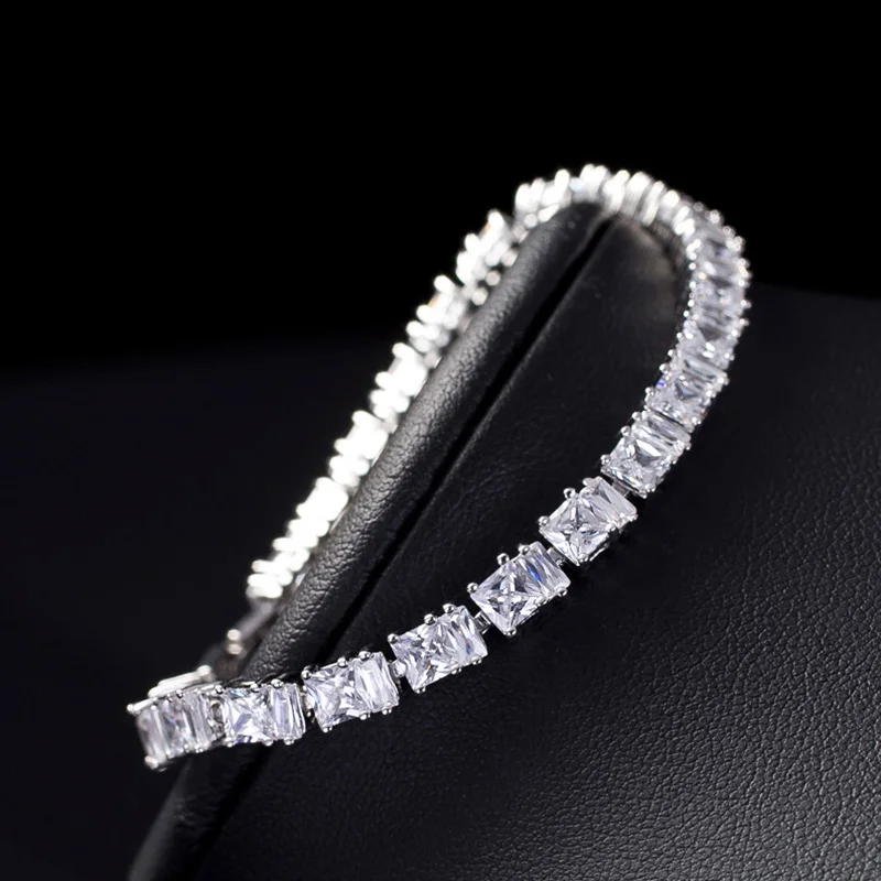 Женские теннисные браслеты-цепочки Pera ювелирные изделия серебристого цвета с