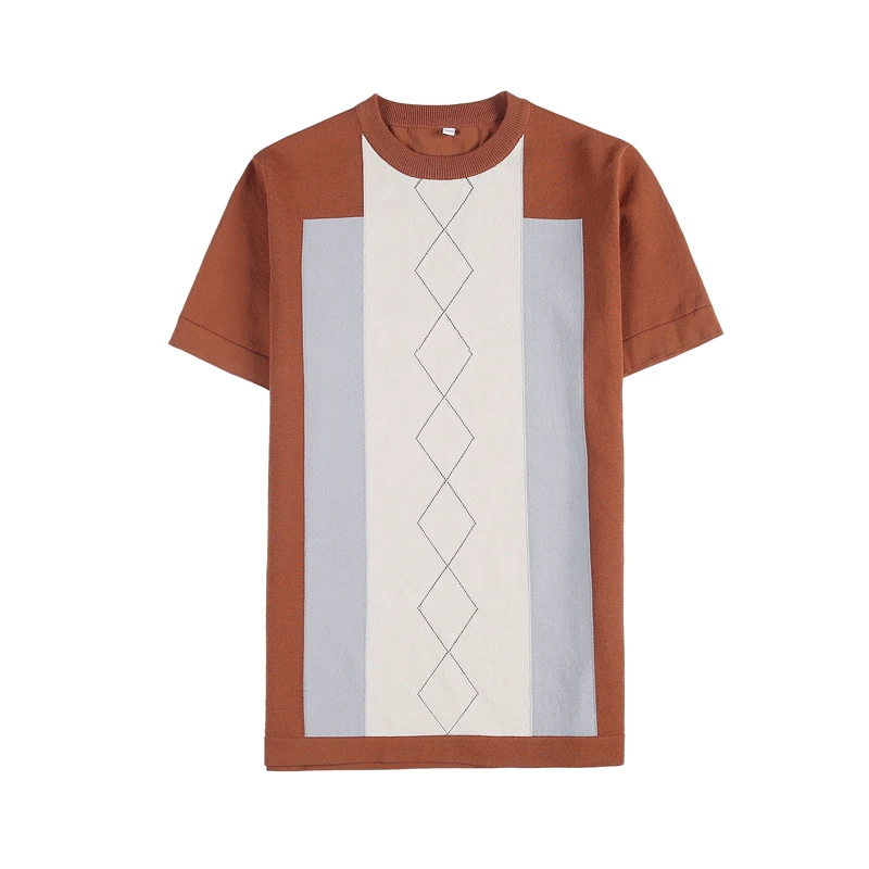 

Summer O-neck 2021 T Shirt Men Color Contrast Knitted T Shirts Casual Slim Fit Tops Tees Streetwear Social Male Clothing M-4XL