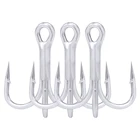 50 шт.лот рыболовный крючок для соленой воды матовый Tin4X Высокоуглеродистая сталь Fishhook40 #-30 #-20-10 #-1 #-2 #-4 # Тройной Крючок высокопрочный крючок