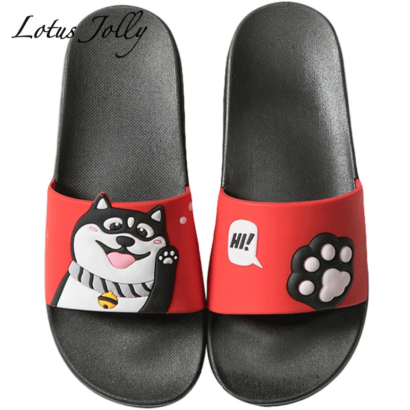 

Women Men Slippers Summer Beach Slides Husky Cartoon Dog Indoor Slip On Sandals Ladies Casual Shoes Flip Flops Zapatillas Mujer