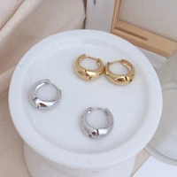 trendy gold silver color thick hoops earrings round circle geometric minimalist mini small loop earrings for women girl party
