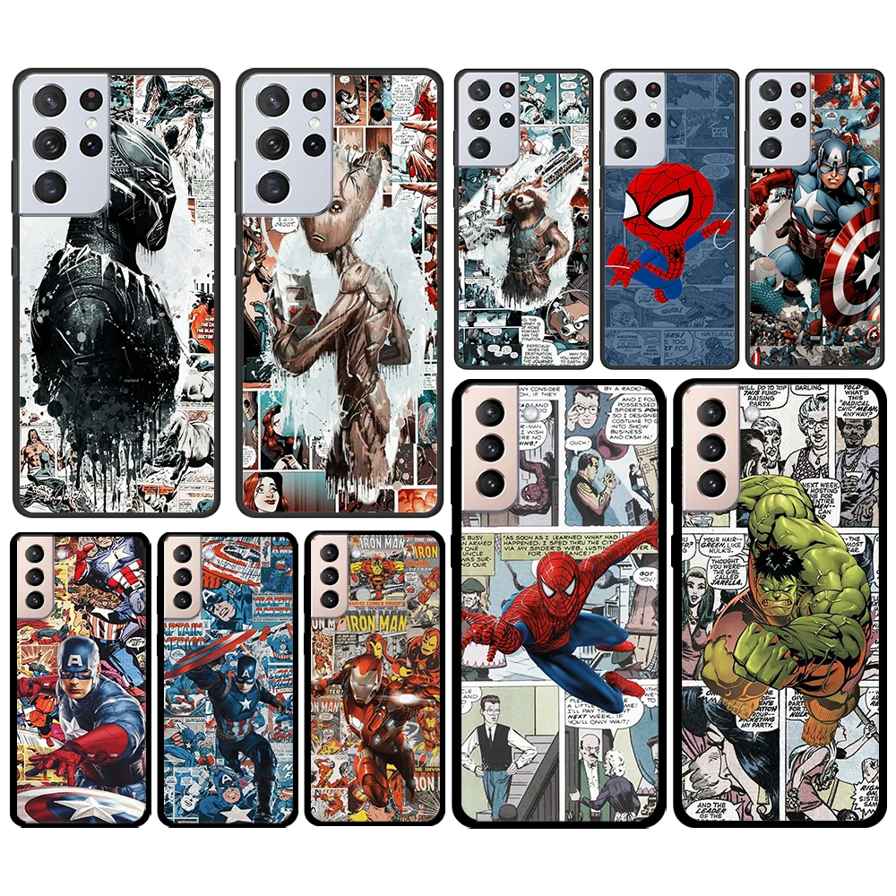 

Spiderman captain america for Samsung Galaxy S21 S20 FE Ultra Lite S10 S9 S8 S7 S6 Edge Plus Silicone Soft Black Phone Case