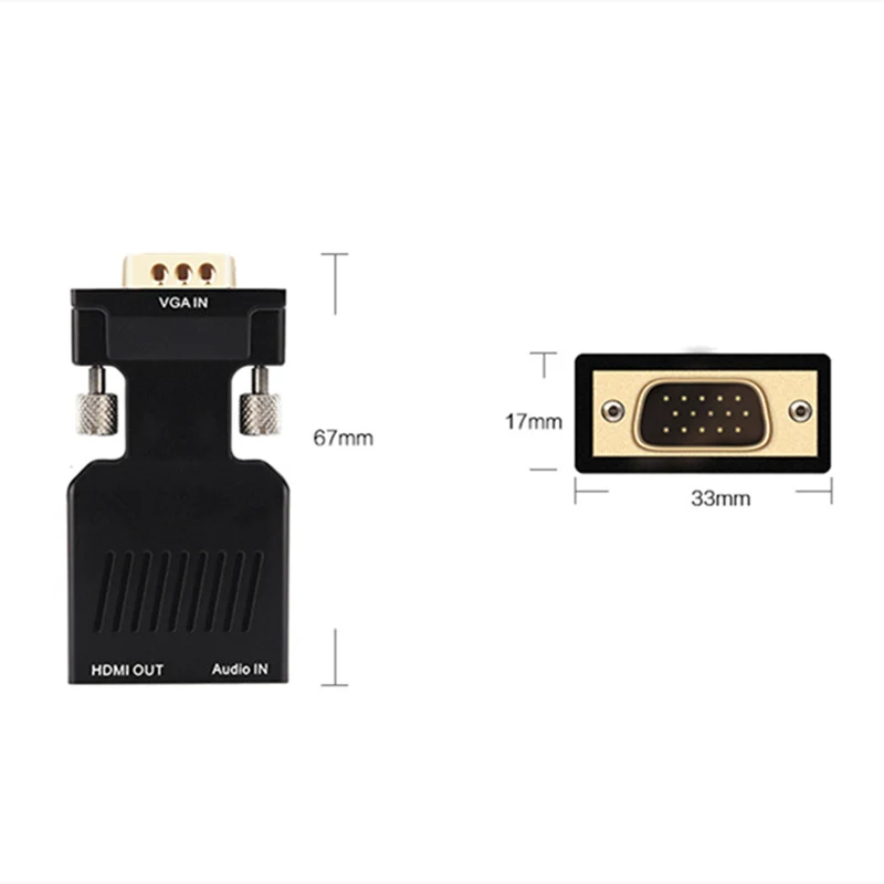 

VGA Male to HDMI Female Converter with Audio Adapter Cables 720/1080P For HDTV Monitor Projector PC Laptop TV-Box
