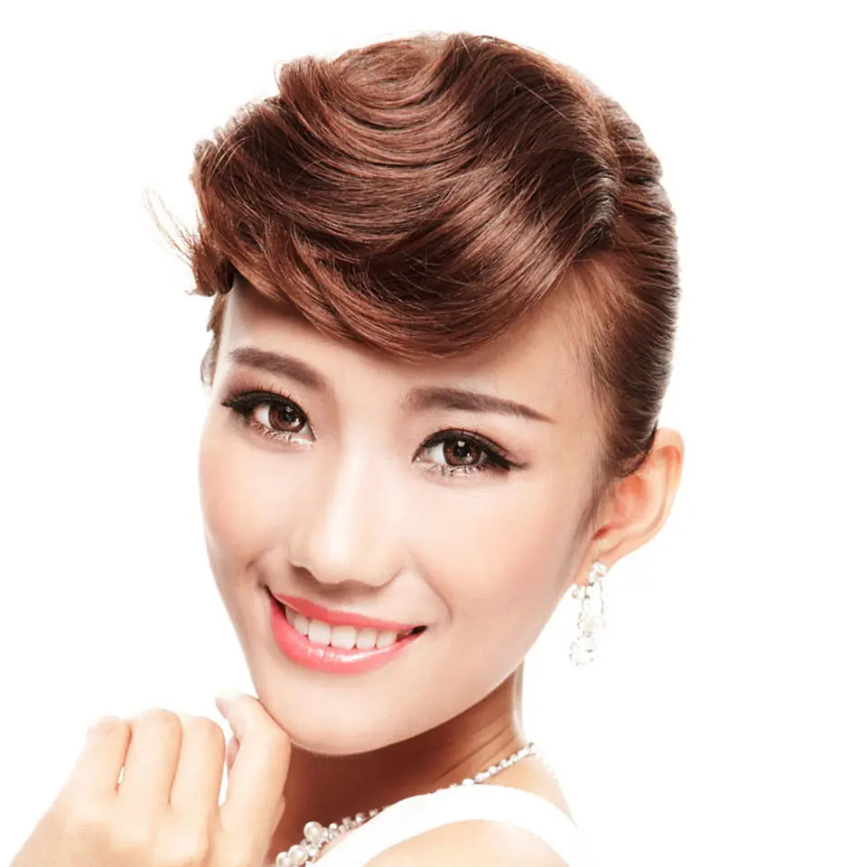 Искусственная челка искусственная короткая плоская с двумя боковыми зажимами