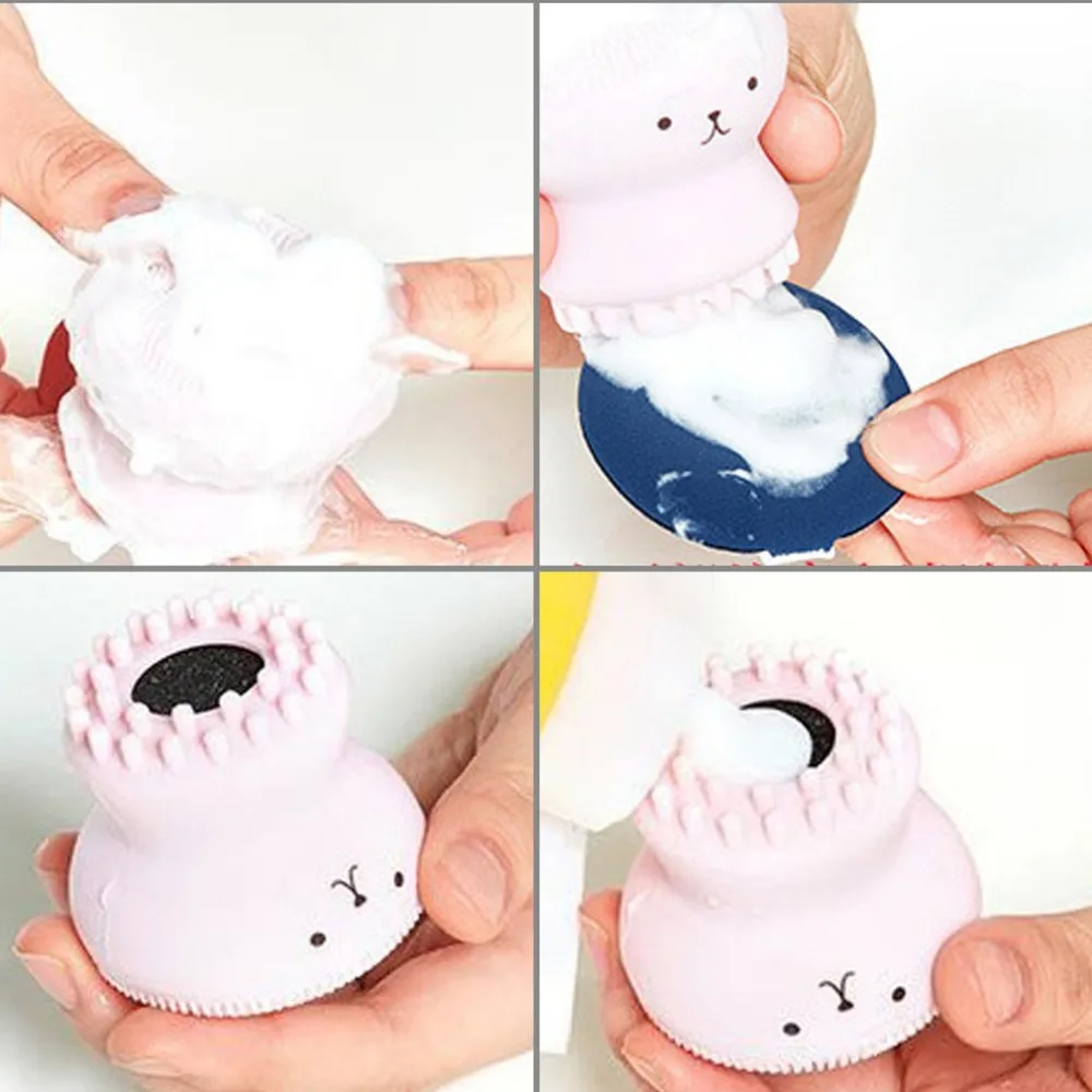 Маленькая милая щетка для мытья медузы отшелушивающий очиститель лица массажная