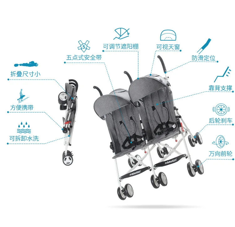 Двойная детская коляска зонты дышащие можно сидеть складные переносные легкие