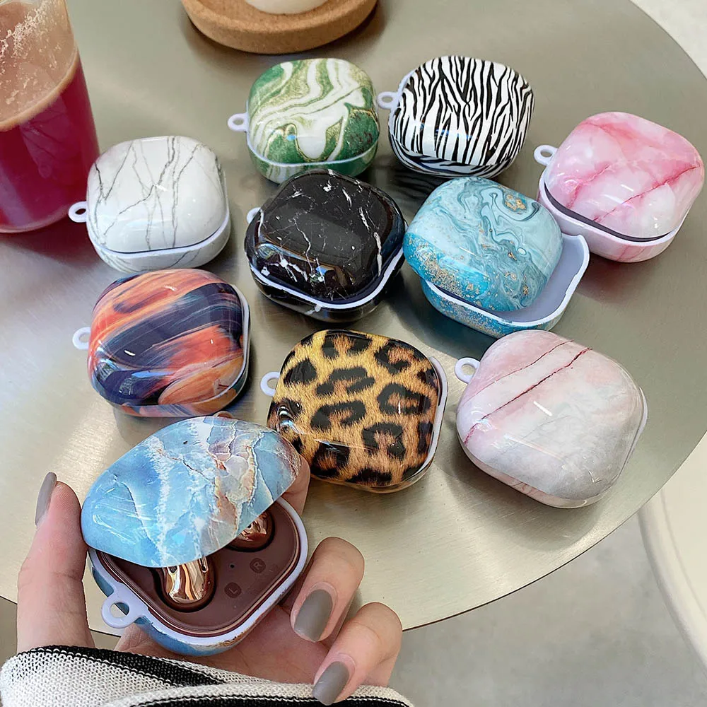 

Earphone Case For Buds Live Marble Leopard Cases Glossy Hard PC Bluetooth Headset Charging Box Protector Cover
