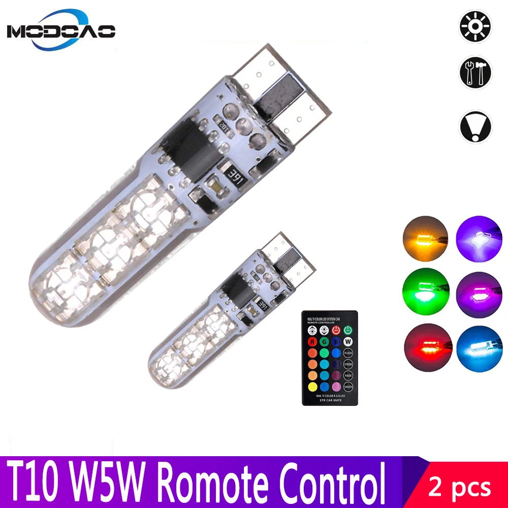 2 шт. T10 W5W светодиодный светильник RGB с пультом дистанционного управления 194 168 501