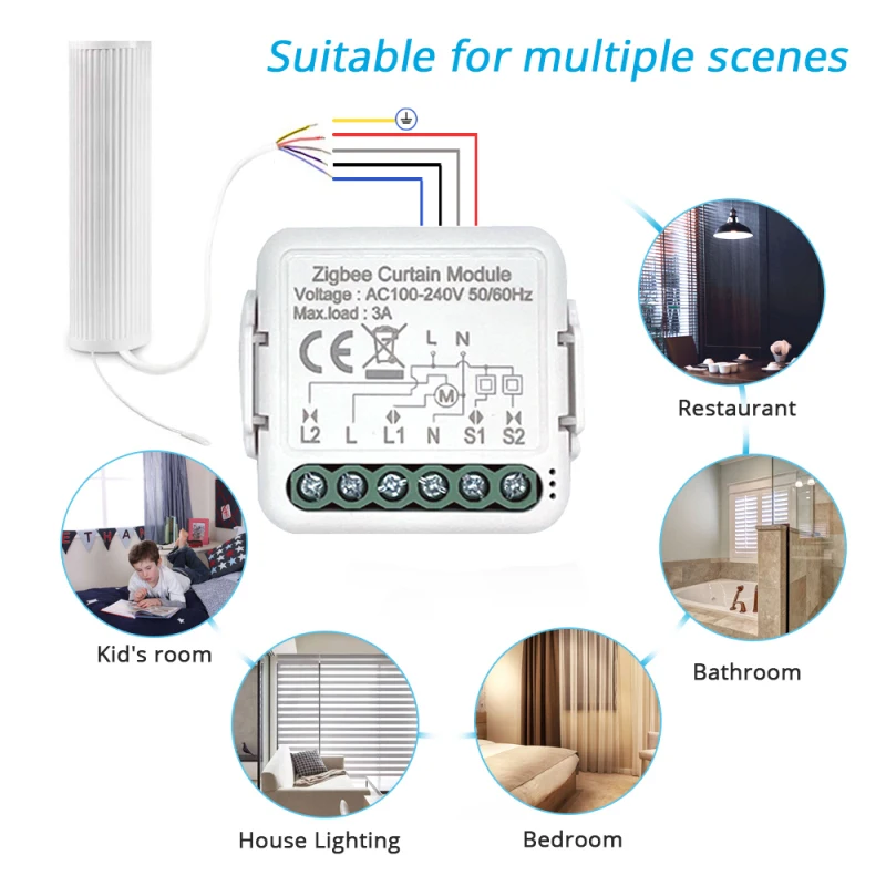 

Tuya Smart Life WiFi Curtains Roller Blinds Shutter DIY Curtain Switch Module With Alexa Google Home ZigBee 3.0 Gateway Required