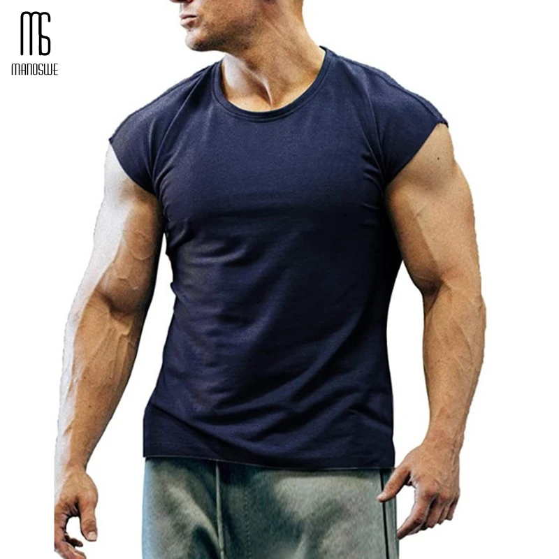 Мужской однотонный пуловер Manoswe облегающая футболка с круглым вырезом удобная