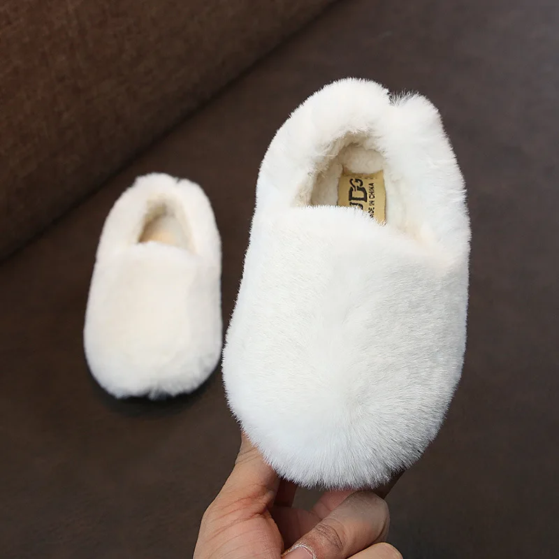 Детские Лоферы DOGEEK удобная обувь для девочек однотонная теплая пушистая