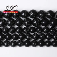 natural stone black turquoises round loose beads 15 strand 4 6 8 10 12 mm for jewelry making diy charm bracelet wholesale cmt23