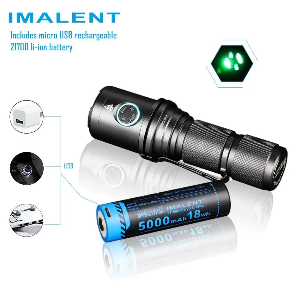 Imalent DM70 светодиодный фонарик CREE XHP70 4500 люмен тактический фонарь с перезаряжаемой батареей 21700 для пеших прогулок, кемпинга