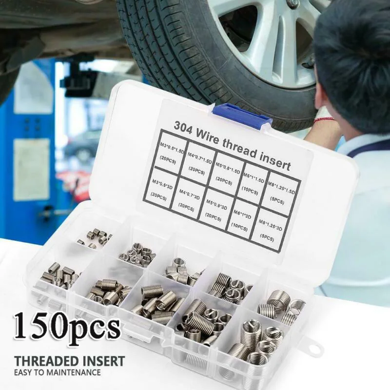 

Accessories Repair Coil Insert Stainless Steel 304 Thread W/ Box Insertion Kit Wear resistance