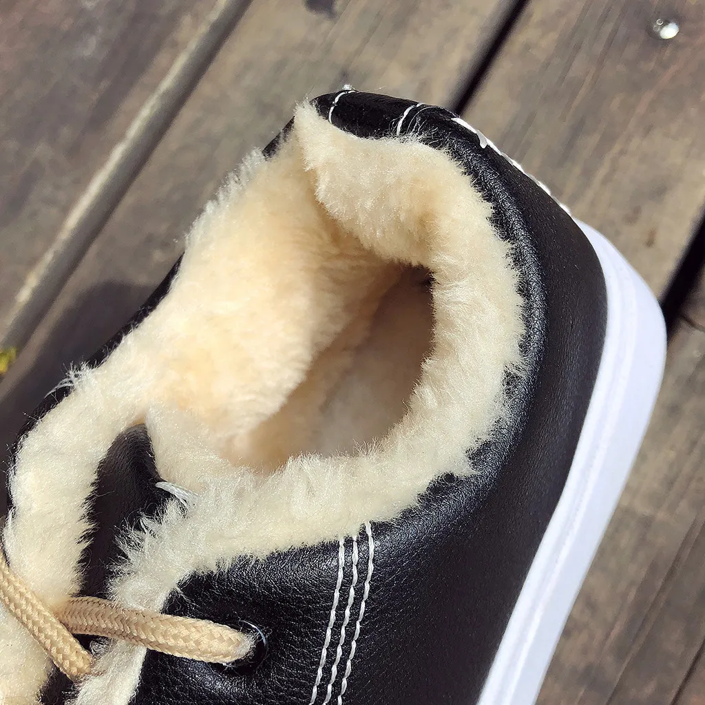 Fuury Insole Wamr Witner Women‘s Shoes Lace Up Platform Ladies Fashion Casual Winter Warm Sport White Sneakers #BE | Обувь