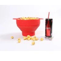 creative foldable popcorn bowl maker with lid microwave silicone popcorn bucket red high temperature large kitchen easy tool