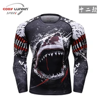 mma running compression shirt mens long sleeve quick dry gym fitness bodybuilding workout shirts muay thai boxing sport t shirt