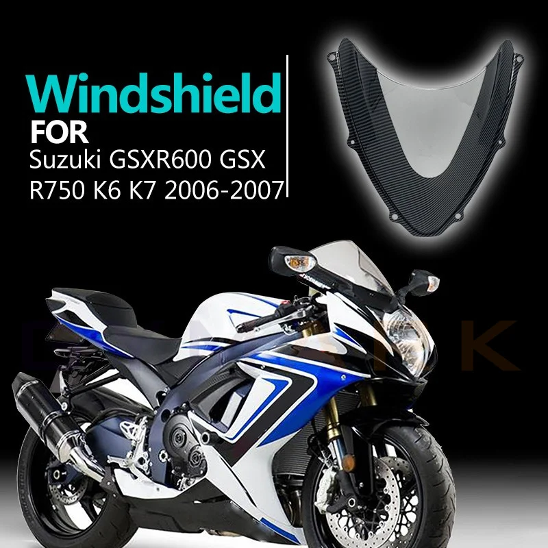 

For Suzuki GSX-R GSXR600 750 K6 K7 2006 2007 Black Motorcycle Windshield WindScreen screen GSXR600 GSXR750 GSX-R GSX-R600