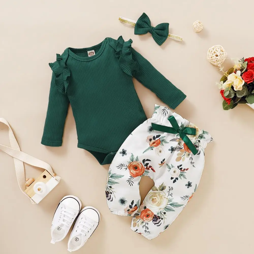 Комплект из 3 х предметов для новорожденного одежда маленьких девочек с длинными