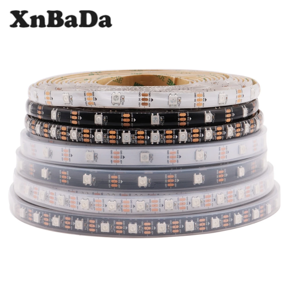 5 м WS2812B WS2812 светодиодная полоса черный/белый PCB IP30/65/67 водонепроницаемый