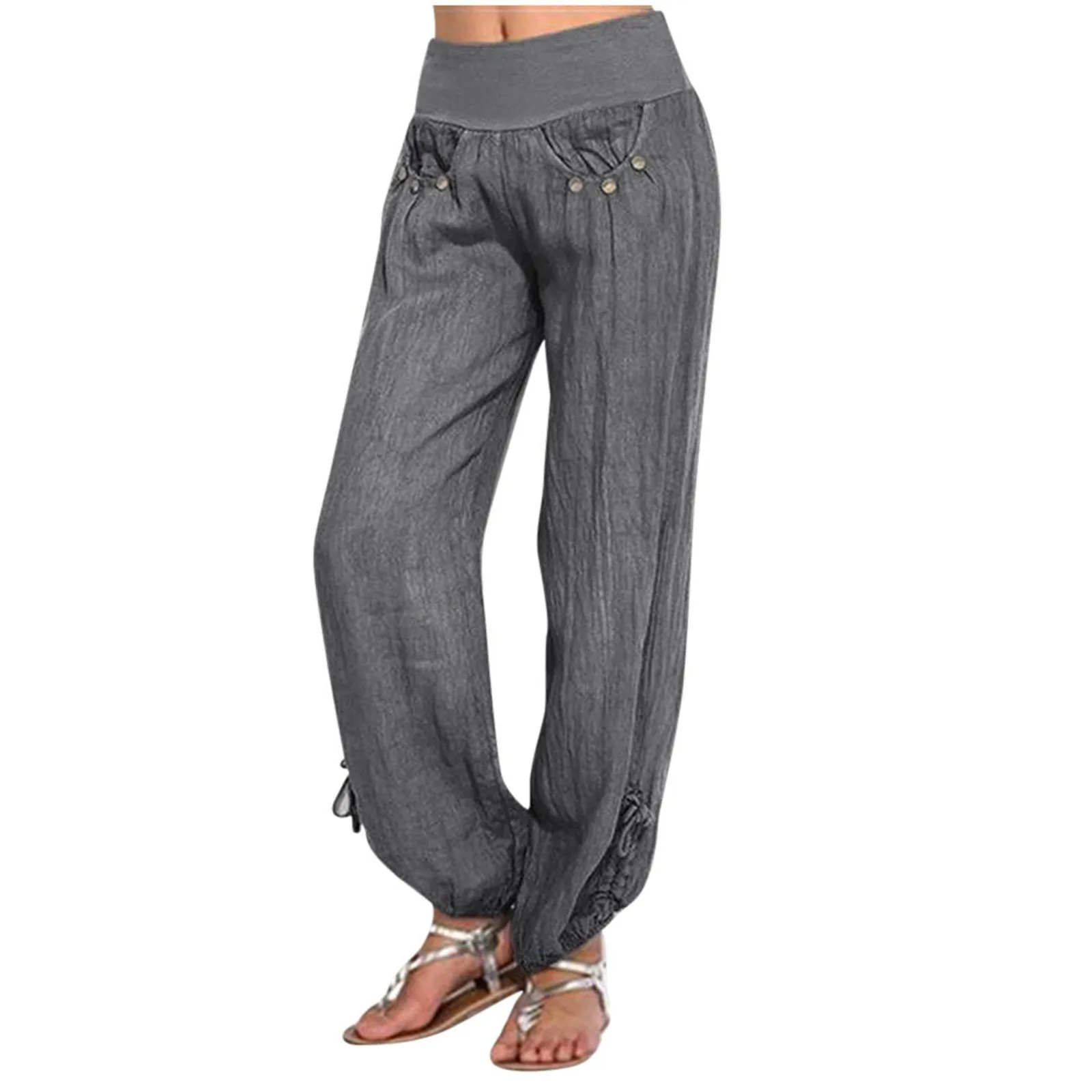 

Yoga Dance Long Pants Women Loose Sports Pants Plus Size 5xl Solid Bloomers Fitness Trousers Cotton Linen Wide Leg Pants A50