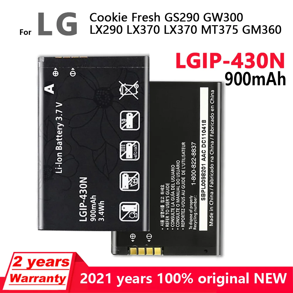 

Genuine LGIP-430N 900mAh Replacemeny Battery For LG Cookie Fresh GS290 GW300 LX290 LX370 LX370 LGIP-430N MT375 GM360 Battery