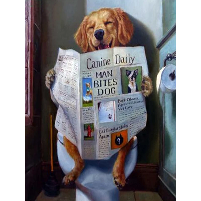

5D Diamond Painting full Set Animal Newspaper Dog Round Rhinestone Picture Embroidery Sale Diamond Mosaic Home Decor Drop Ship