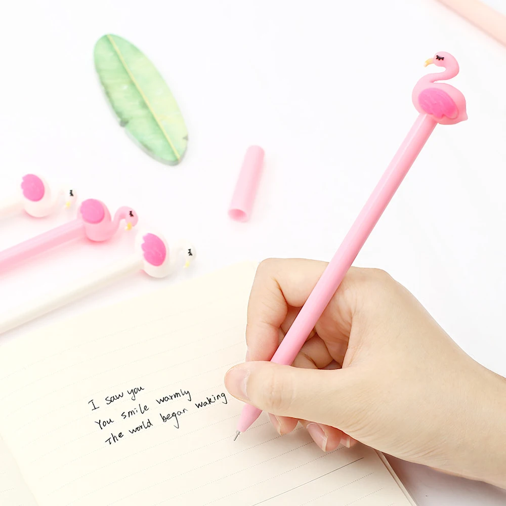 Необычная каваи Милая гелевая ручка в виде фламинго белый розовый Аниме