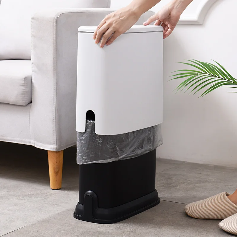 Практичная двухслойная мусорная урна пресс типа с мусорными мешками приемная