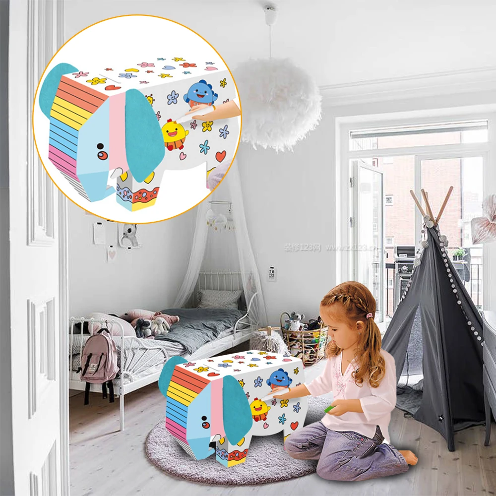 Ручки детские 6 цветов ручная роспись животные бумажная модель сделай сам 3D слон