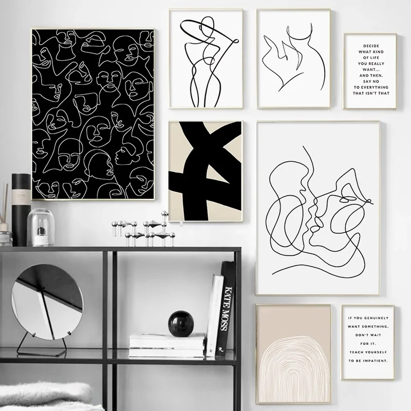 Скандинавская девушка рисунок лица тела абстрактная настенная живопись на