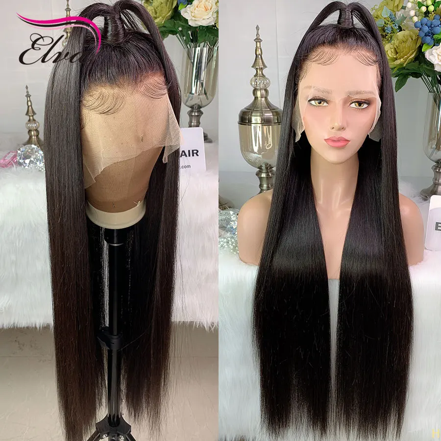 Elva Hair 150% Density Straight 13x6 Lace Front Human Wigs Pre Plucked With Baby Brazilian Remy For Black Women |