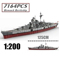 new 7164pcs ww2 german bismarck battleship cruiser model world war2 warship military toys weapon toy building block bricks gift