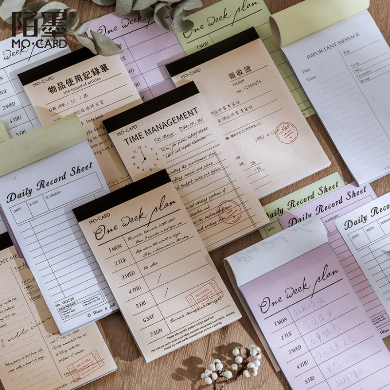 

60 sheets/pack Memo Pad Simple Plan Daily Record Time Management Learning Clocking Schedule Week Planner Sticky Note Office