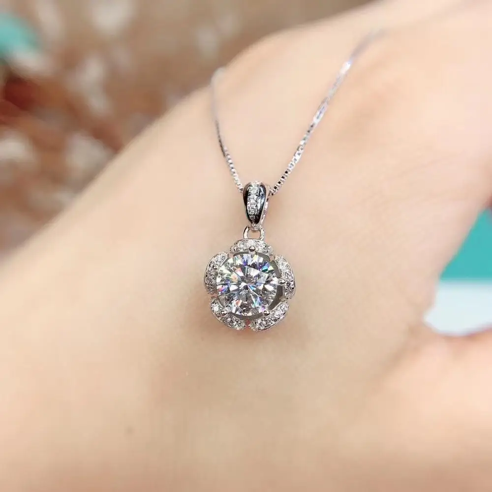 Круглые серебряные подвески Moissanite, 1 CT D VVS, роскошные Подвески Moissanite Weding для женщин
