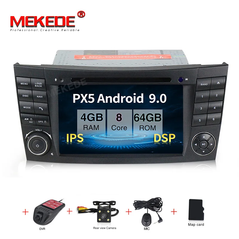 MEKEDE Android 9,0 ips DSP сенсорный автомобильный dvd-плеер с экраном для Mercedes Benz E-Class W211 E200 E220 E300 E350 четырехъядерный Wifi радио - Цвет: 64G DVD CAMERA DVR
