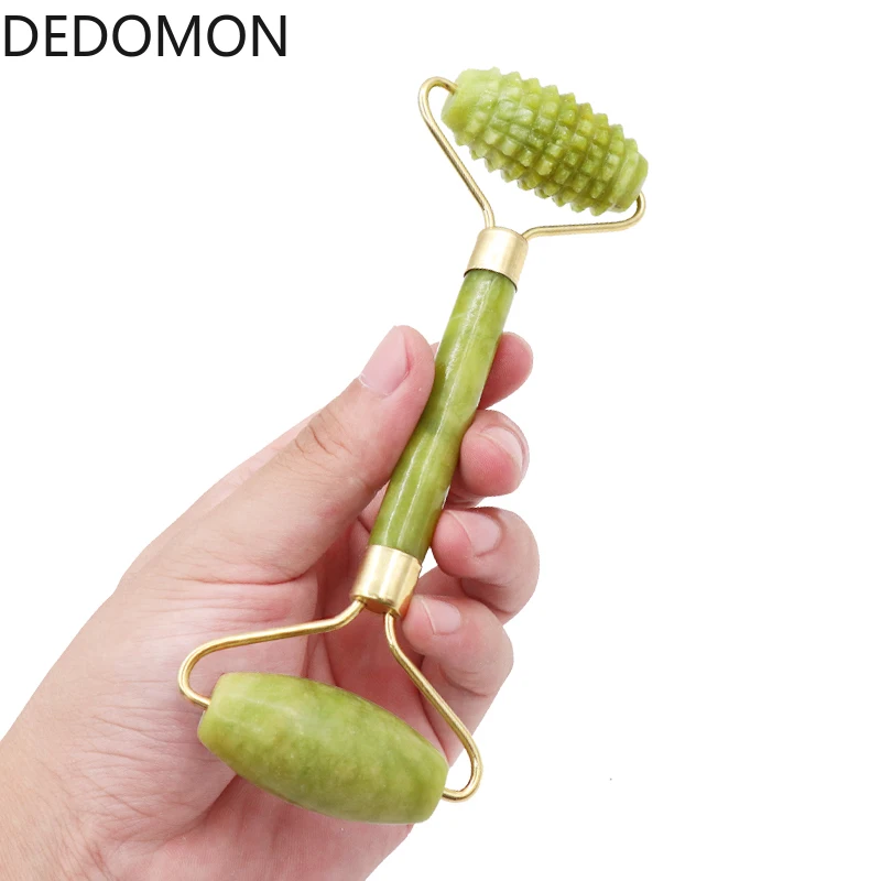 1 шт Двойная Головка зеленый нефритовый валик эллиптический массажер для глаз