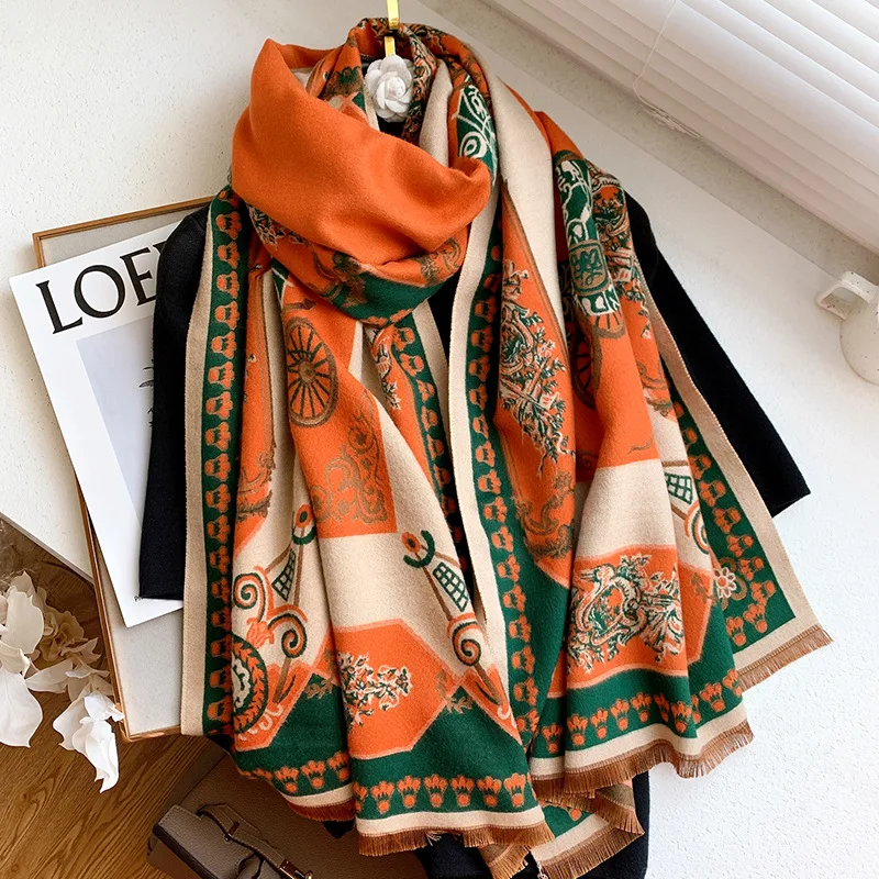 

Winter Scarf Women Luxury Print Hose Cashmere Pashmina Shawls Wraps Female Bufanda Warm Thick Neck Scarves Large Stoles Blanket